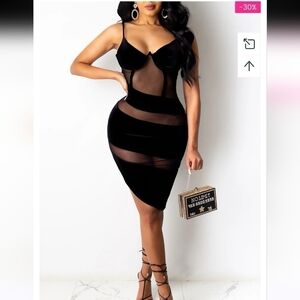 NWT POSH BY V BLACK MESH ASSYMETRICAL DRESS SIZE SMALL